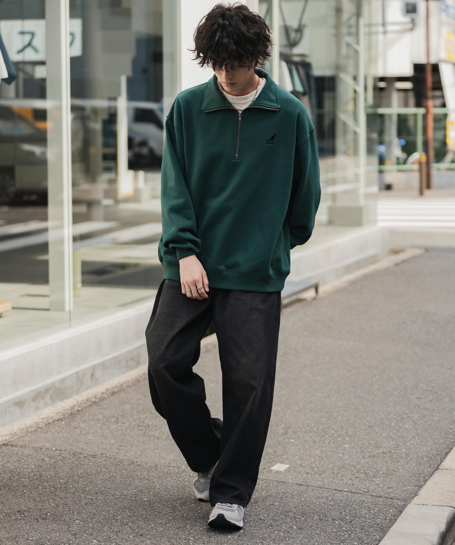 新色追加 KANGOL カンゴール 別注コラボオーバーサイズ裏起毛ロゴ刺繍ハーフジップハイネックスウェットトレーナー 13840 【セットアップ可能】