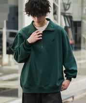 新色追加 KANGOL カンゴール 別注コラボオーバーサイズ裏起毛ロゴ刺繍ハーフジップハイネックスウェットトレーナー 13840 【セットアップ可能】