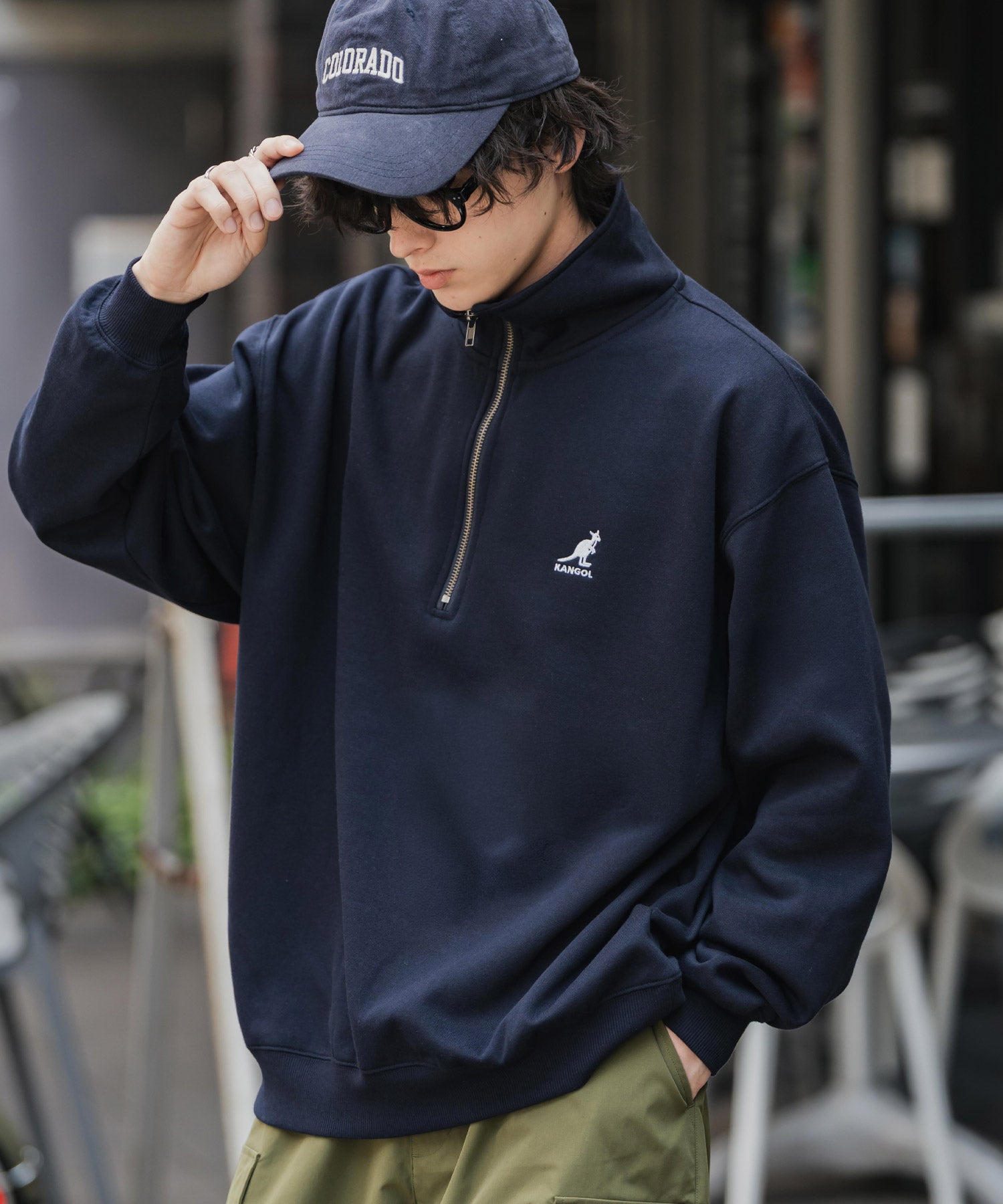 新色追加 KANGOL カンゴール 別注コラボオーバーサイズ裏起毛ロゴ刺繍ハーフジップハイネックスウェットトレーナー 13840 【セットアップ可能】