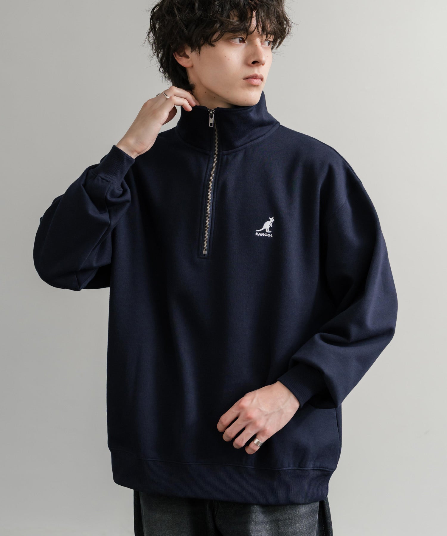 新色追加 KANGOL カンゴール 別注コラボ 裏起毛ロゴ刺繍ハーフジップ 13840