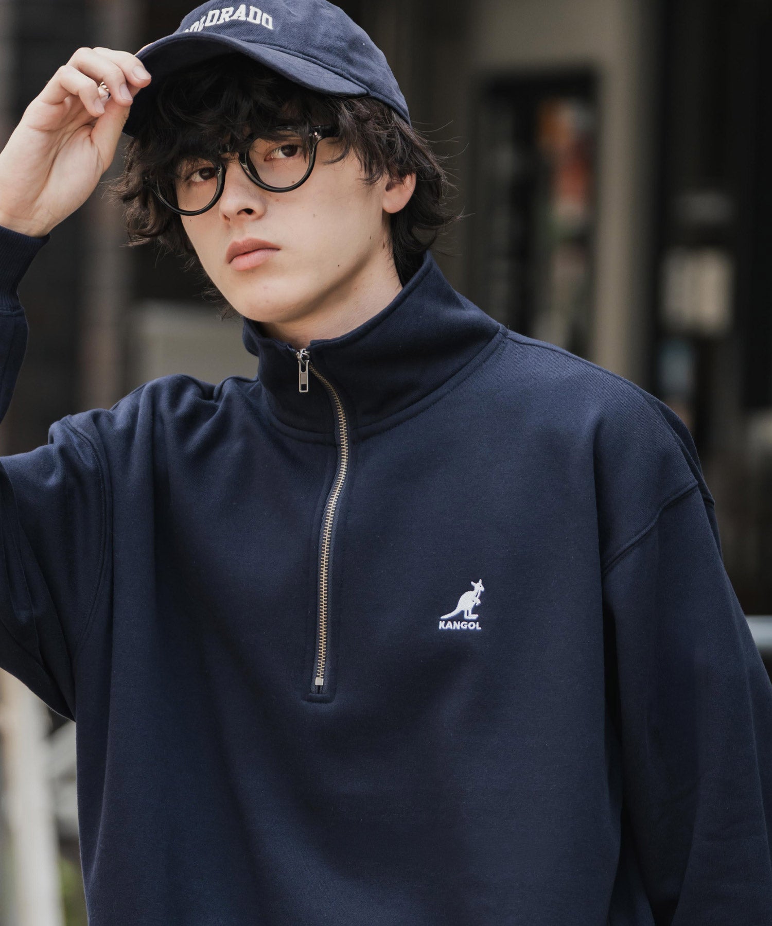 新色追加 KANGOL カンゴール 別注コラボオーバーサイズ裏起毛ロゴ刺繍ハーフジップハイネックスウェットトレーナー 13840 【セットアップ可能】