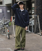 新色追加 KANGOL カンゴール 別注コラボオーバーサイズ裏起毛ロゴ刺繍ハーフジップハイネックスウェットトレーナー 13840 【セットアップ可能】