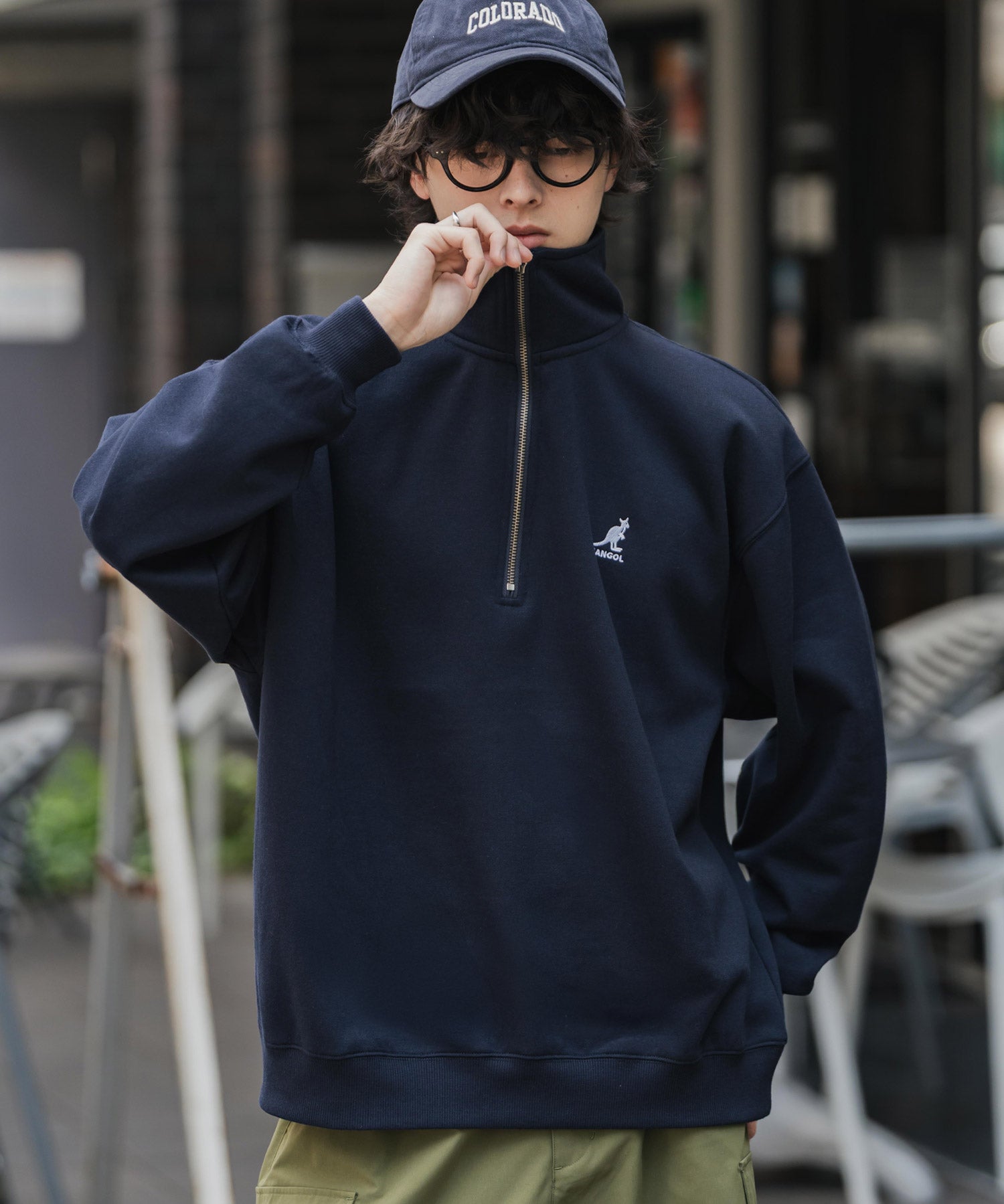 新色追加 KANGOL カンゴール 別注コラボオーバーサイズ裏起毛ロゴ刺繍ハーフジップハイネックスウェットトレーナー 13840 【セットアップ可能】
