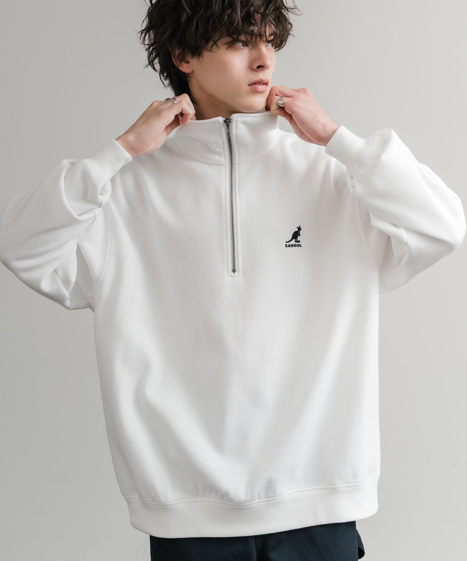 新色追加 KANGOL カンゴール 別注コラボ 裏起毛ロゴ刺繍ハーフジップ 13840