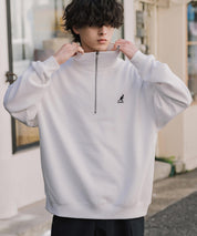 新色追加 KANGOL カンゴール 別注コラボオーバーサイズ裏起毛ロゴ刺繍ハーフジップハイネックスウェットトレーナー 13840 【セットアップ可能】
