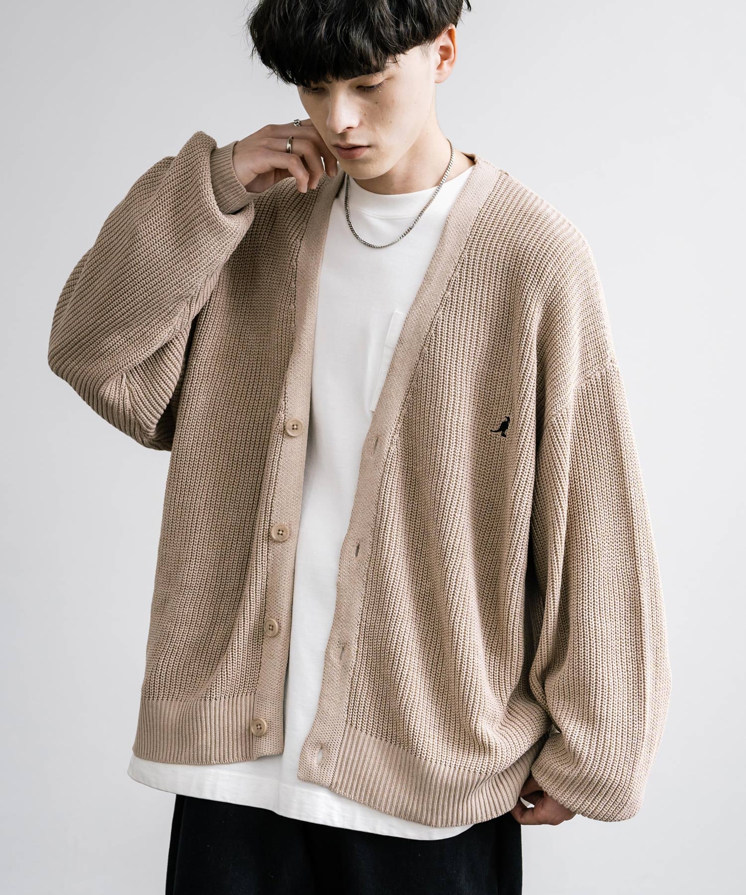 KANGOL カンゴール 別注コラボワンポイント刺繍ニットカーディガン