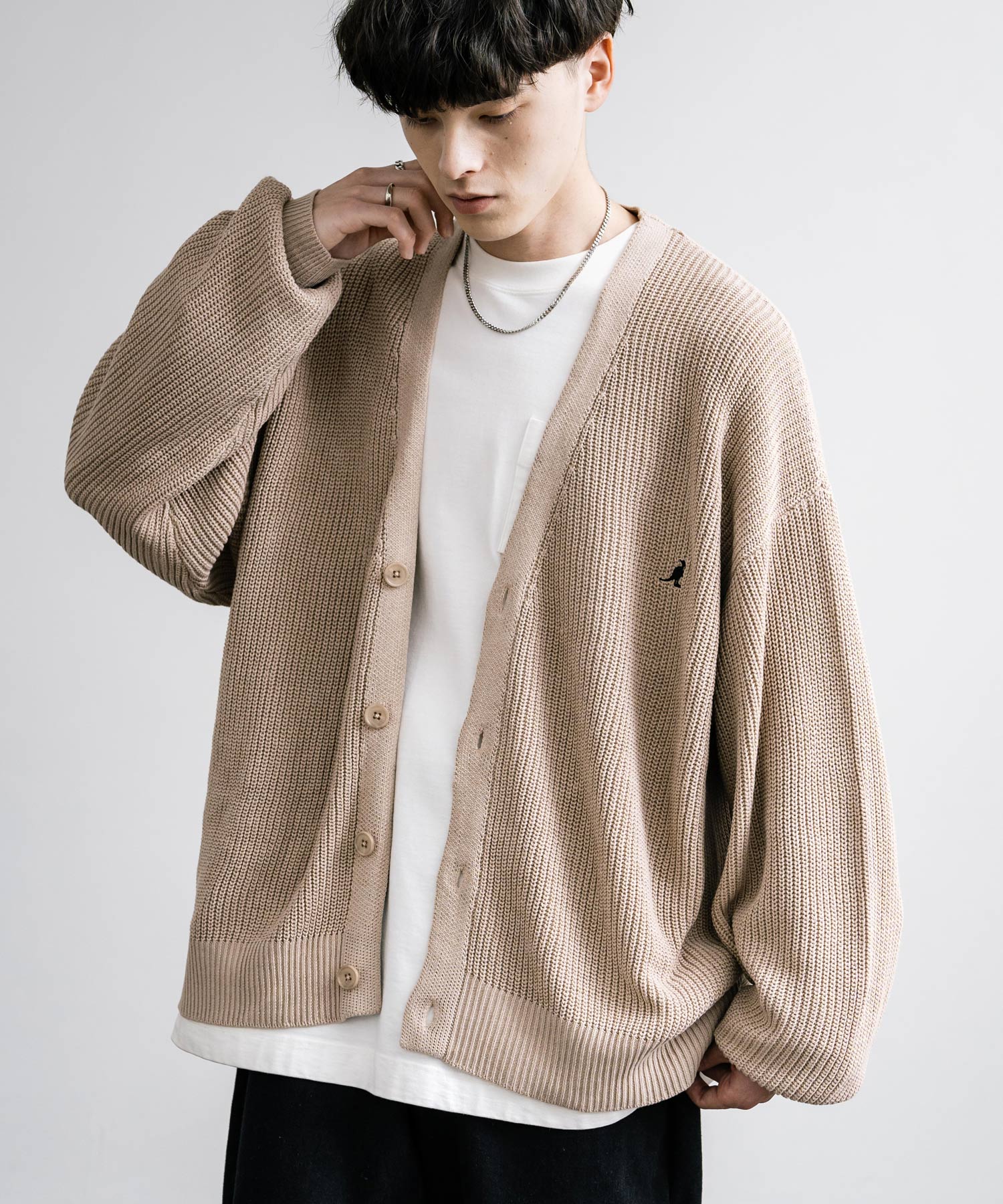 KANGOL カンゴール 別注コラボワンポイント刺繍ニットカーディガン