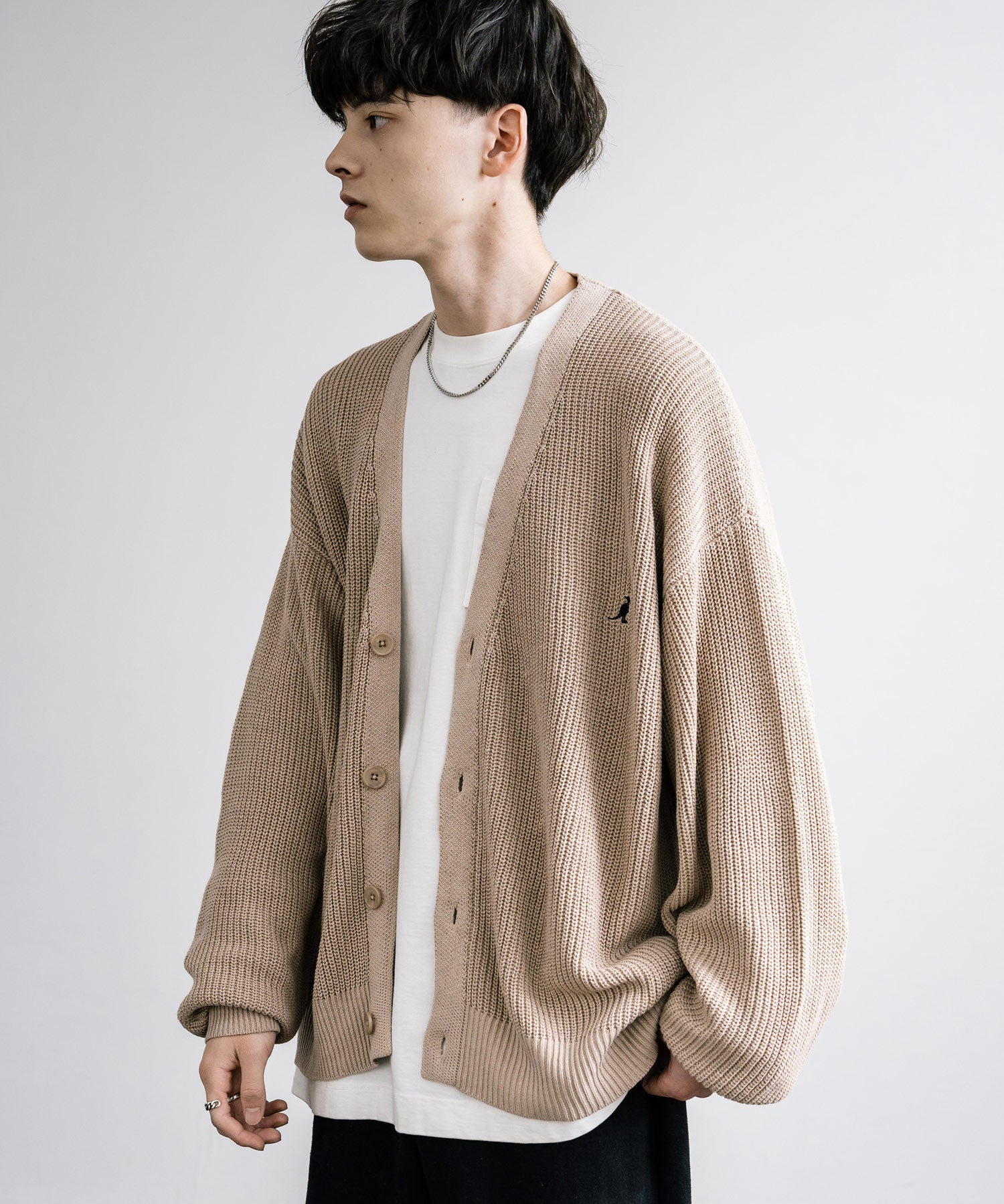 KANGOL カンゴール 別注コラボワンポイント刺繍ニットカーディガン