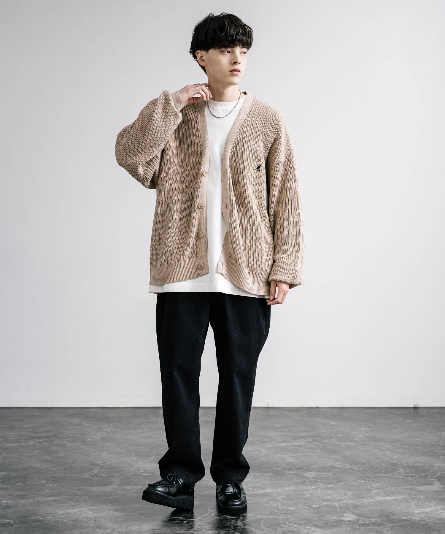 KANGOL カンゴール 別注コラボワンポイント刺繍ニットカーディガン