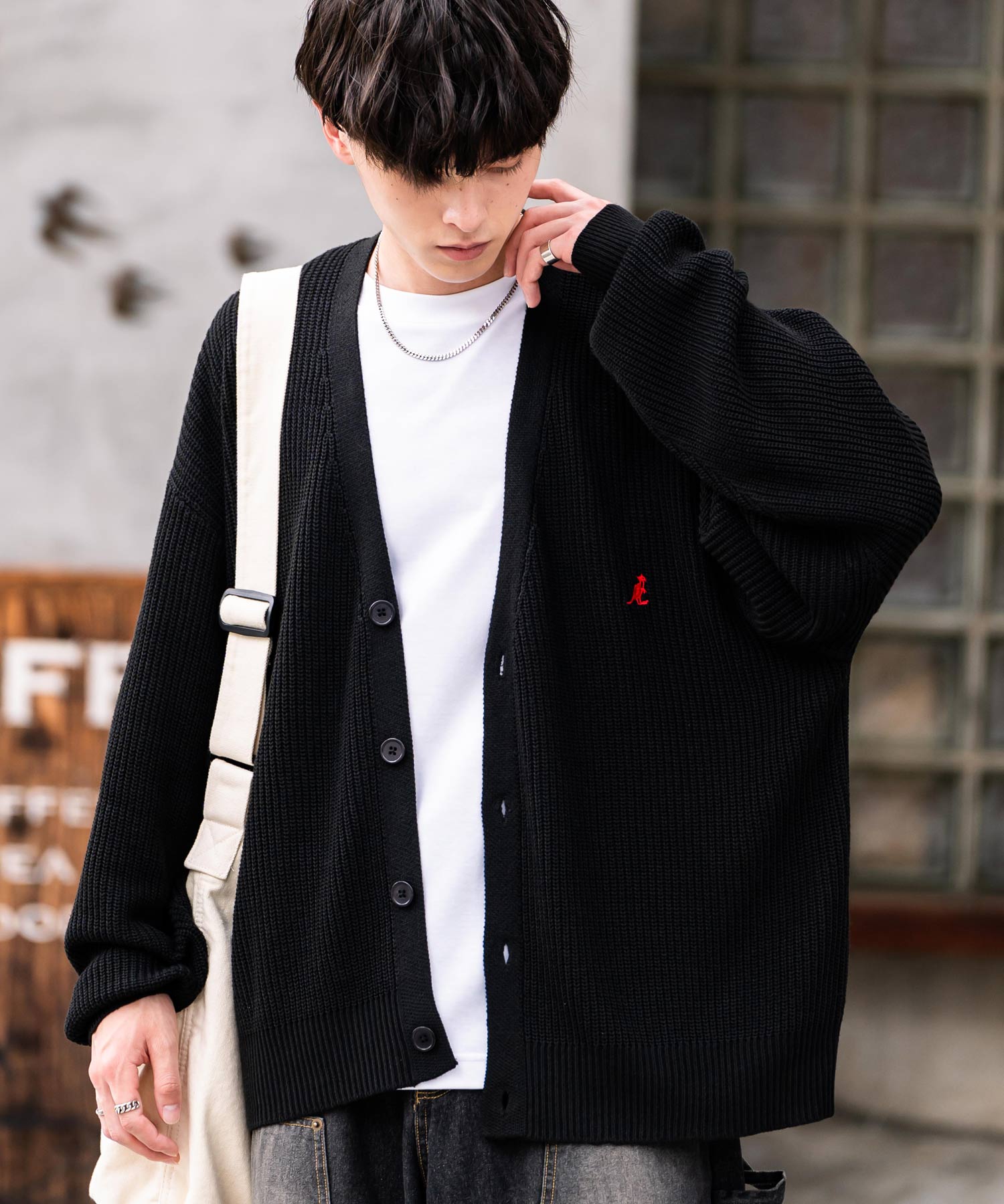 KANGOL カンゴール 別注コラボワンポイント刺繍ニットカーディガン