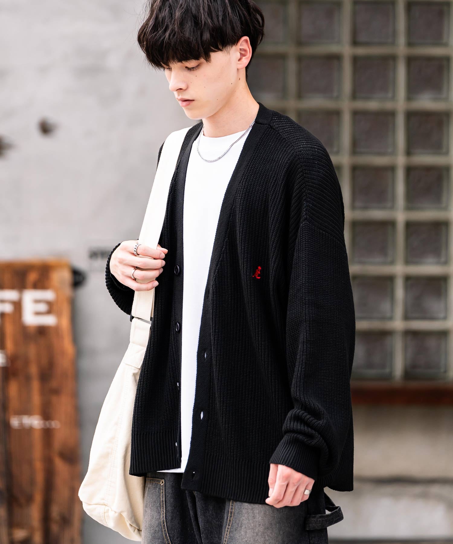 KANGOL カンゴール 別注コラボワンポイント刺繍ニットカーディガン