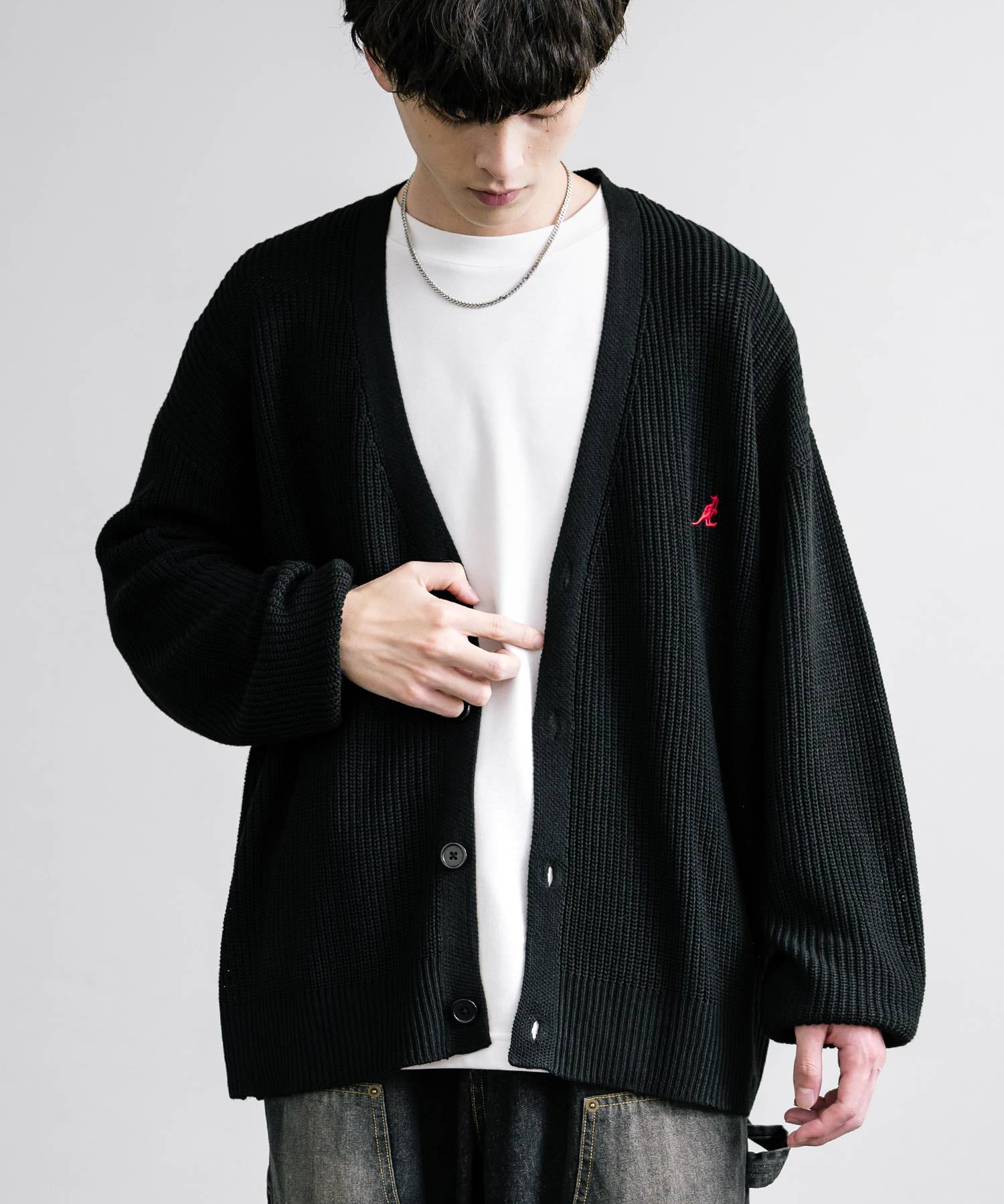 KANGOL カンゴール 別注コラボワンポイント刺繍ニットカーディガン