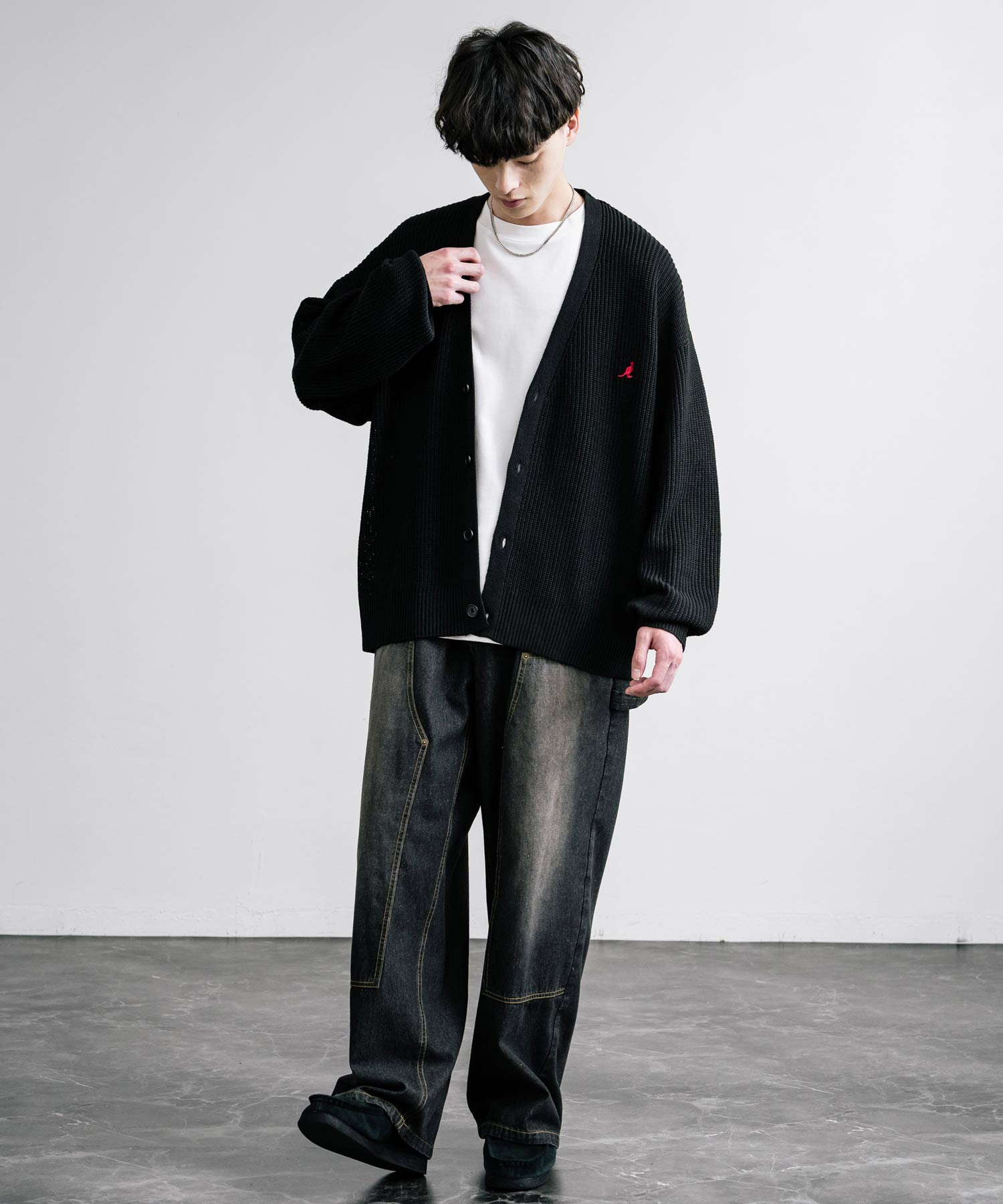 KANGOL カンゴール 別注コラボワンポイント刺繍ニットカーディガン