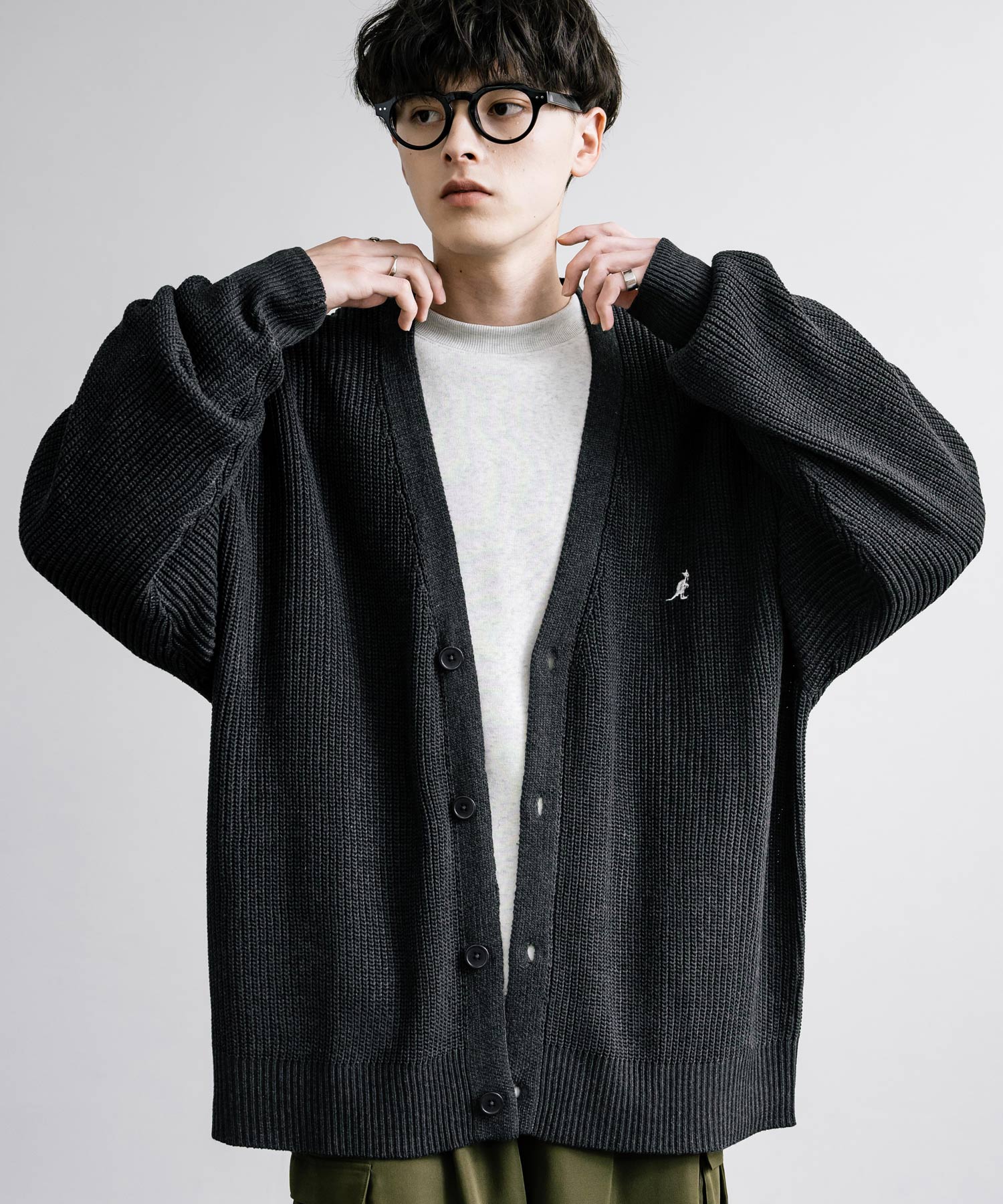 KANGOL カンゴール 別注コラボワンポイント刺繍ニットカーディガン