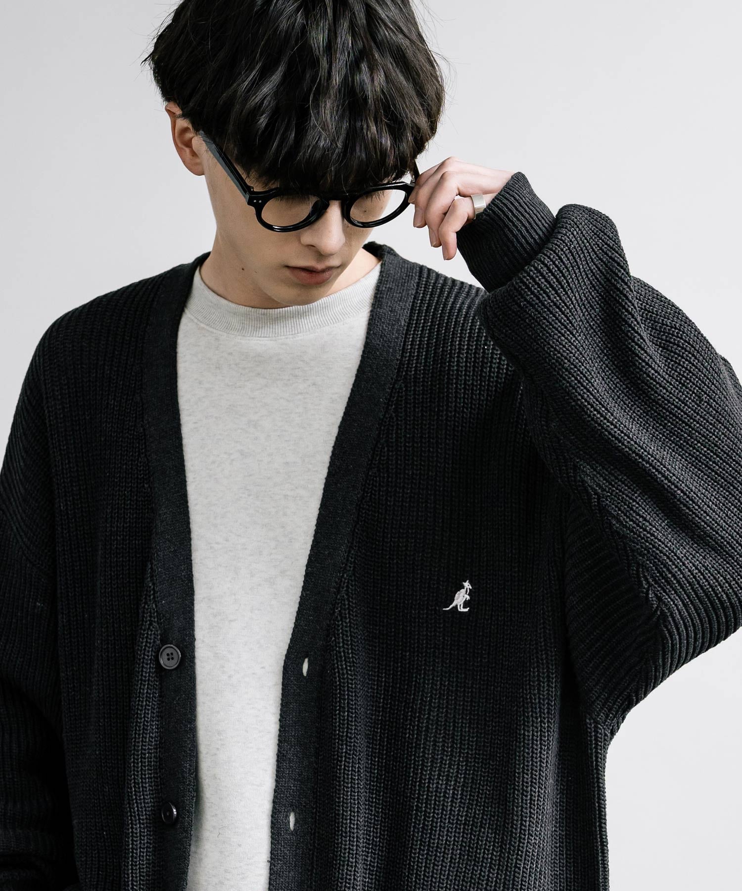KANGOL カンゴール 別注コラボワンポイント刺繍ニットカーディガン