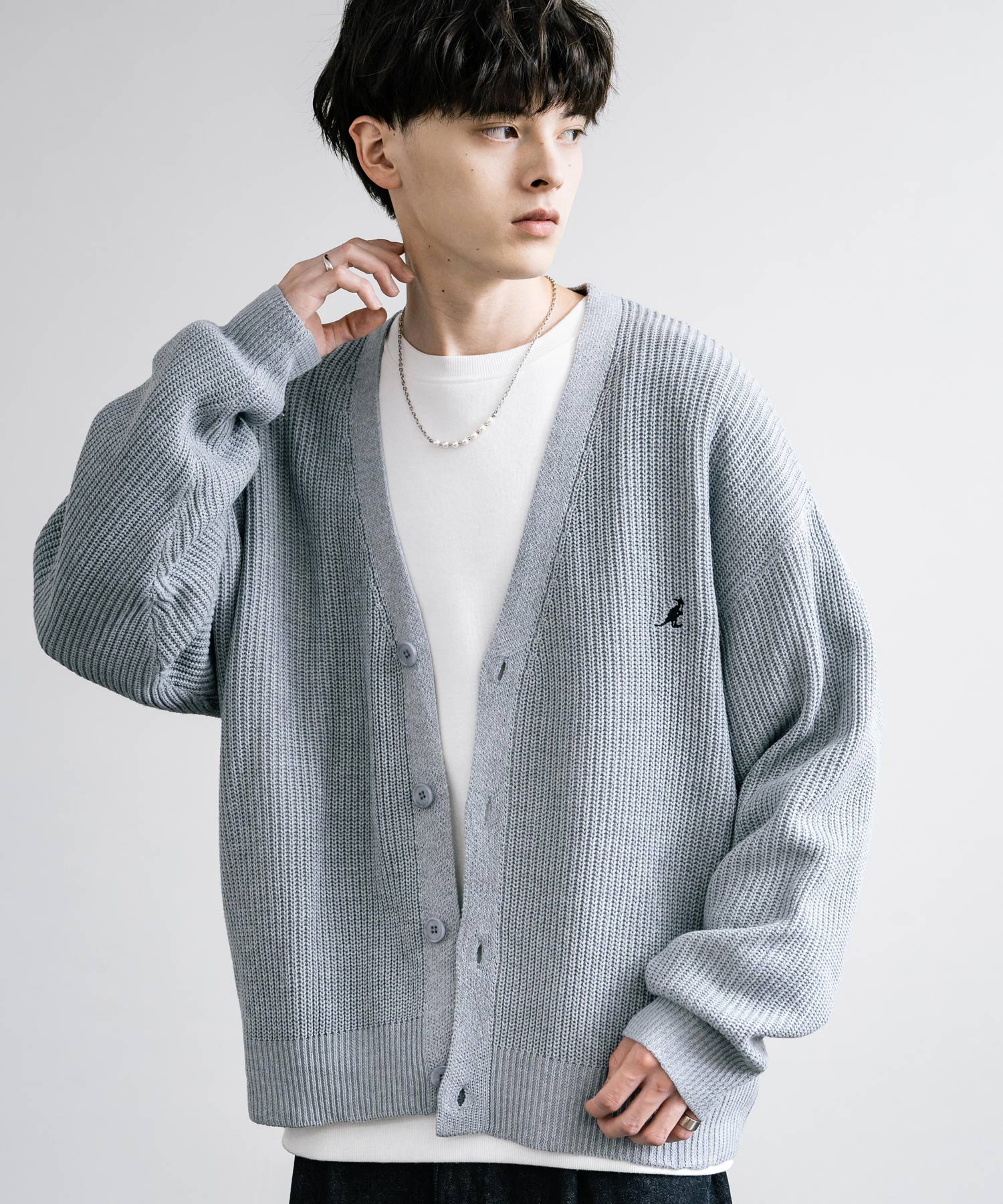 KANGOL カンゴール 別注コラボワンポイント刺繍ニットカーディガン