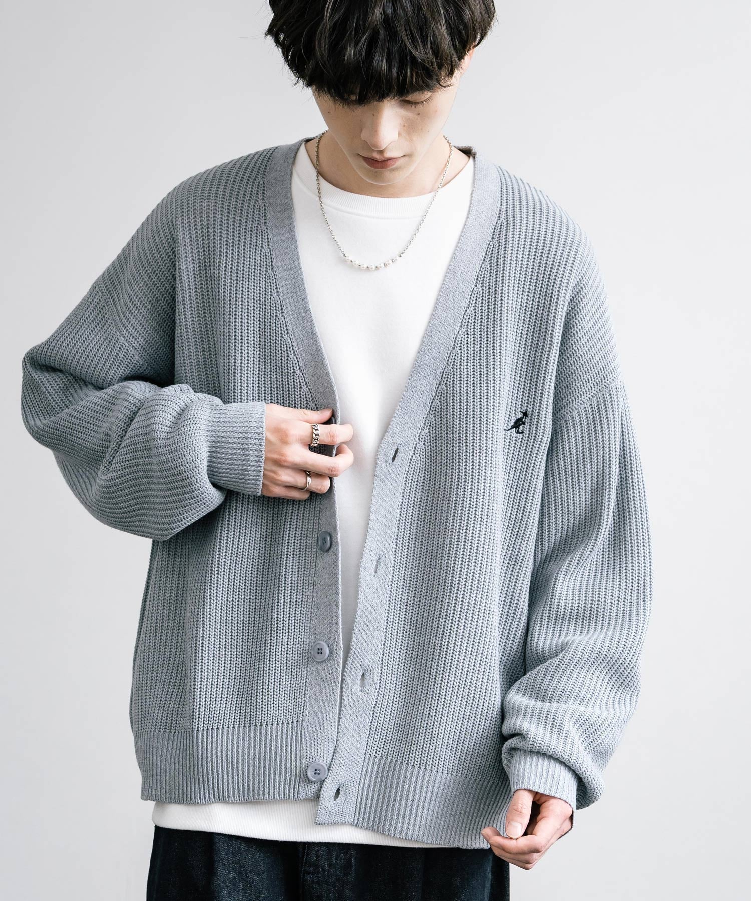 KANGOL カンゴール 別注コラボワンポイント刺繍ニットカーディガン