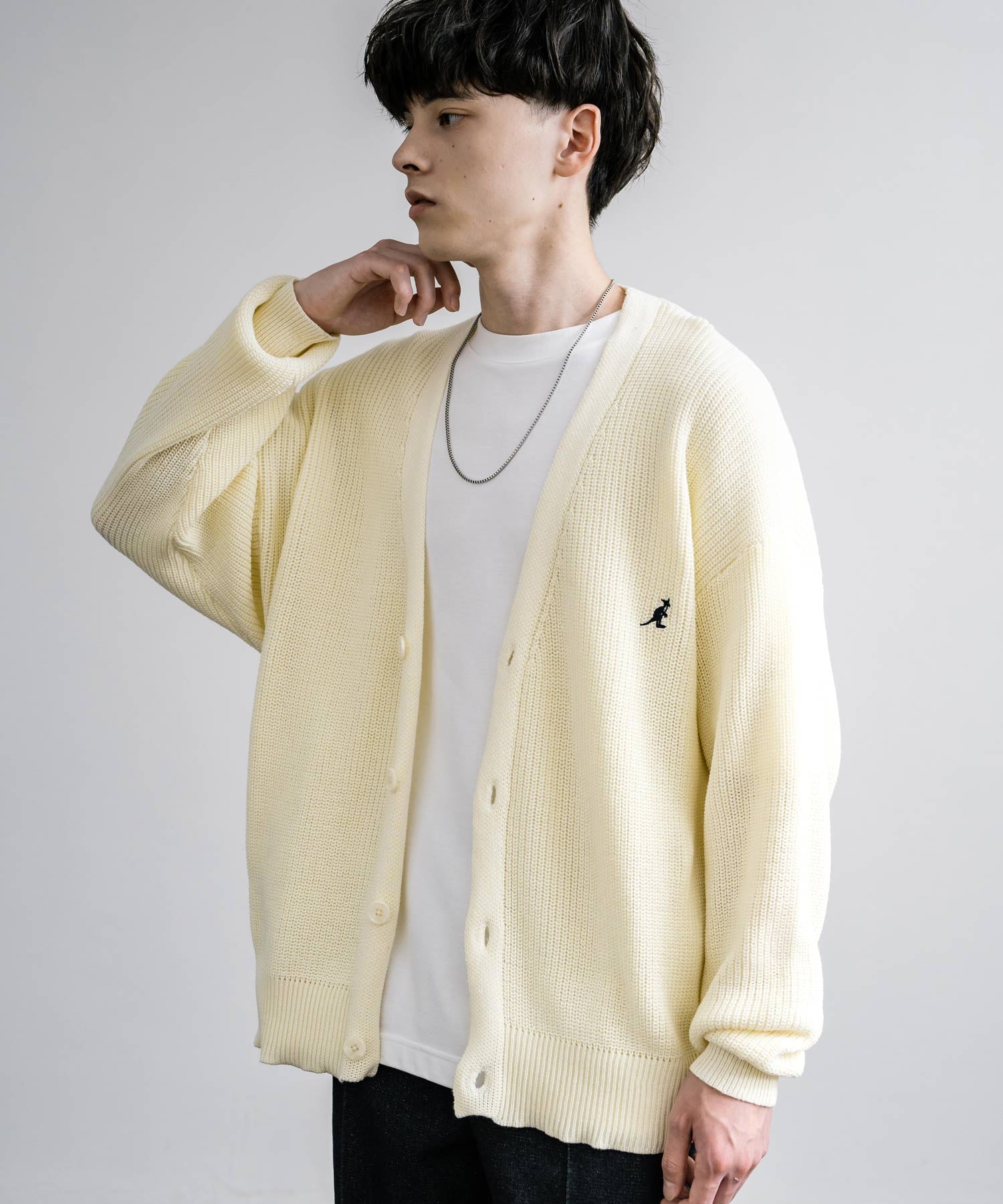 KANGOL カンゴール 別注コラボワンポイント刺繍ニットカーディガン