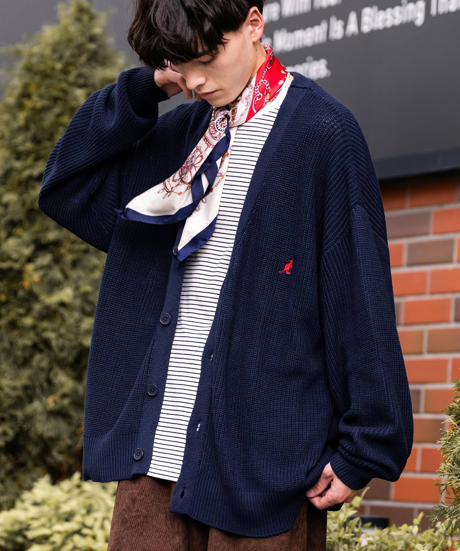 KANGOL カンゴール 別注コラボワンポイント刺繍ニットカーディガン