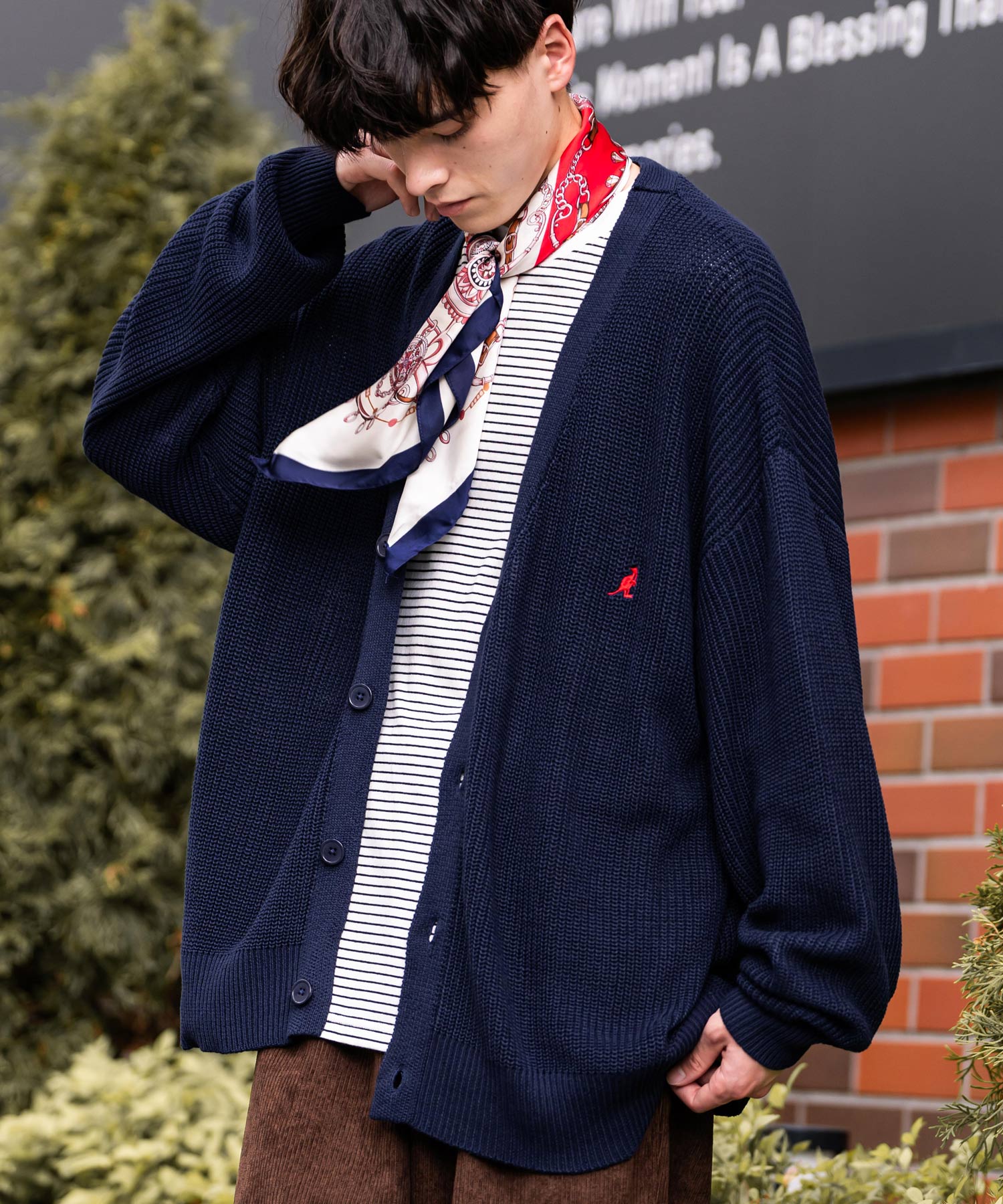 KANGOL カンゴール 別注コラボワンポイント刺繍ニットカーディガン