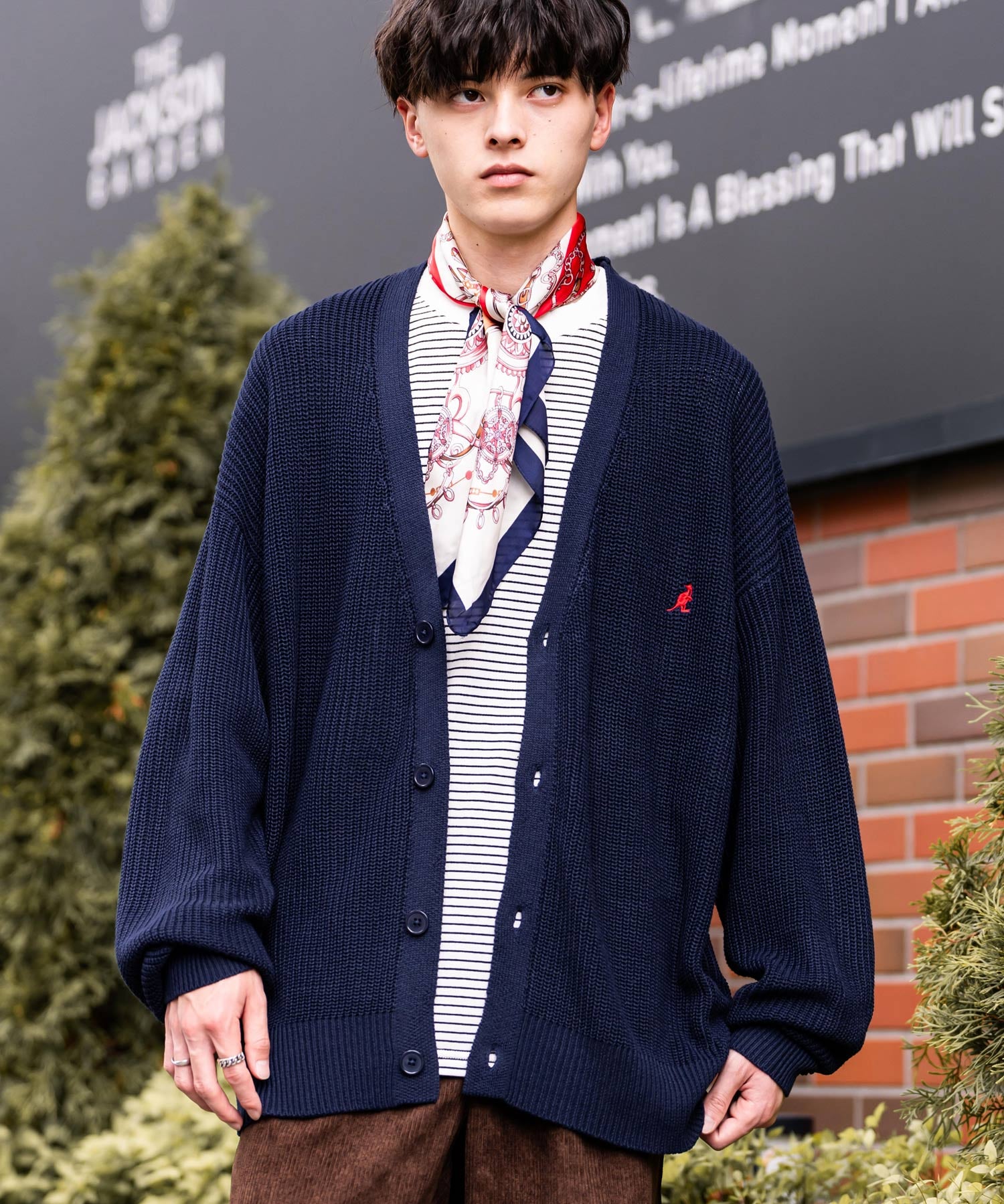 KANGOL カンゴール 別注コラボワンポイント刺繍ニットカーディガン