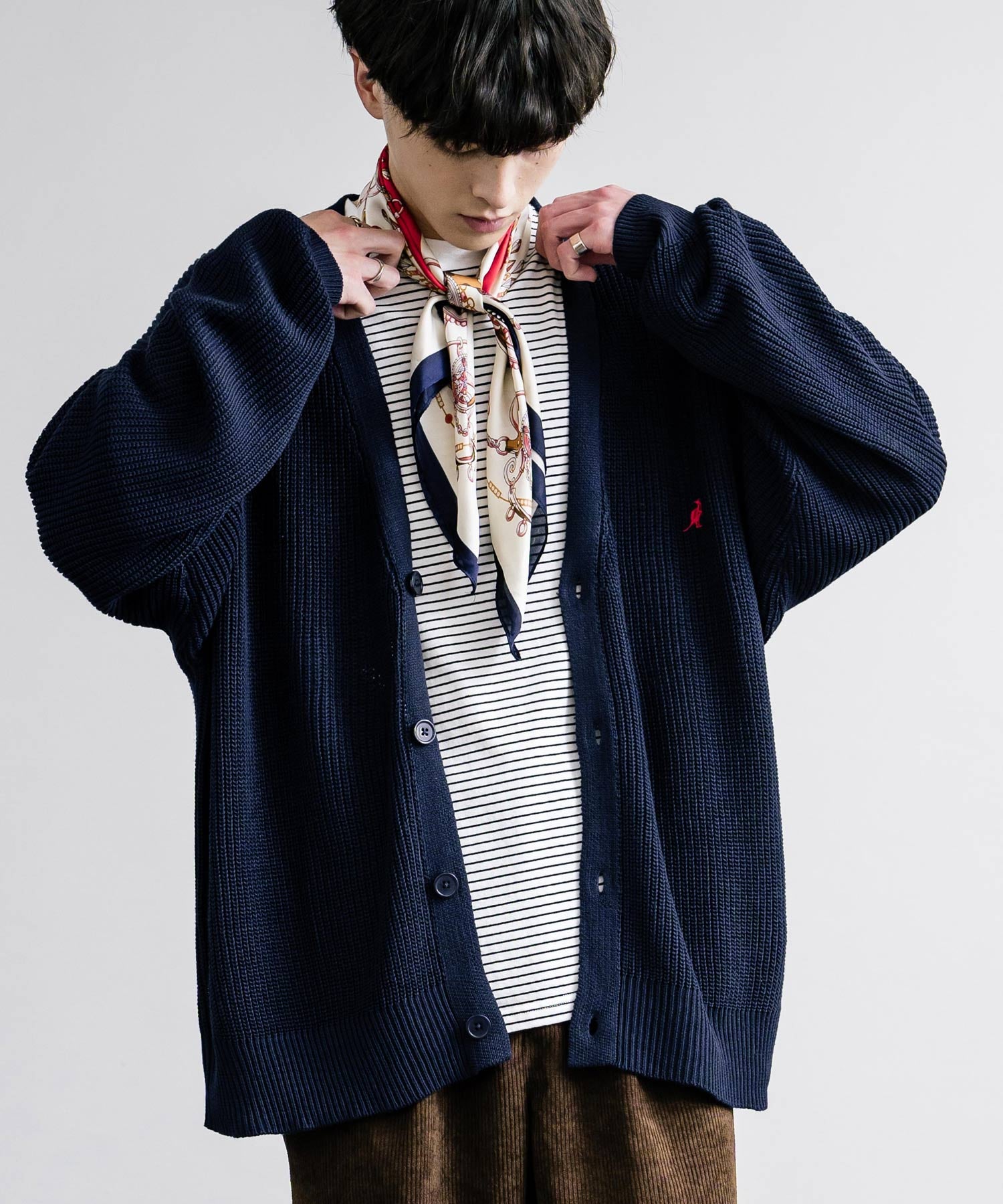 KANGOL カンゴール 別注コラボワンポイント刺繍ニットカーディガン