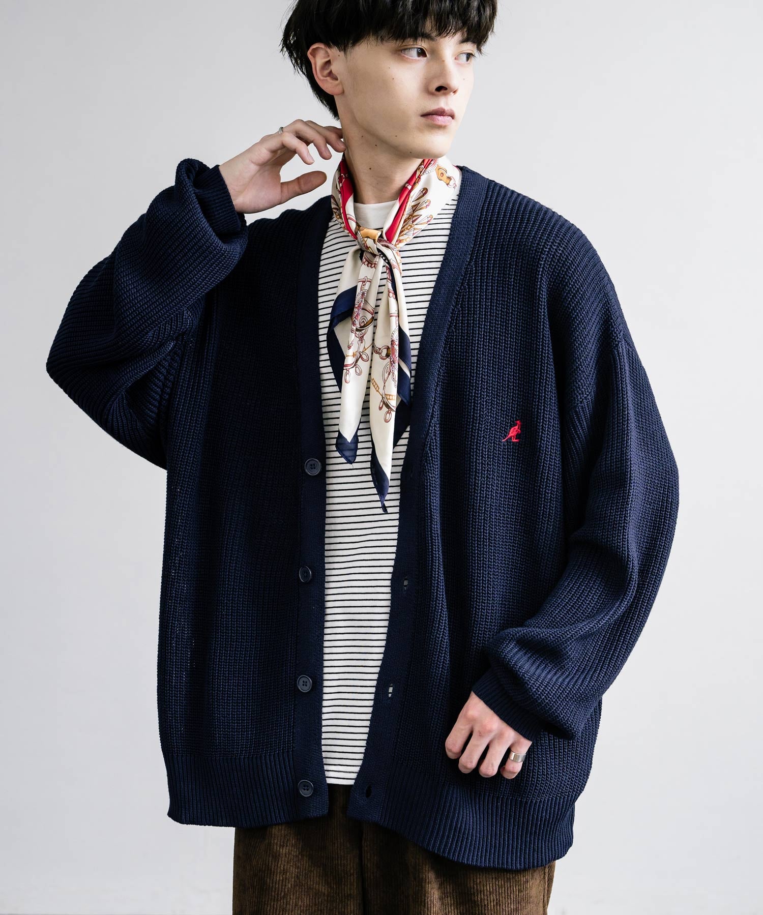 KANGOL カンゴール 別注コラボワンポイント刺繍ニットカーディガン