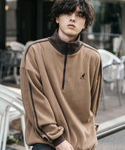 新色追加 KANGOL カンゴール 別注コラボオーバーサイズサイドラインワンポイントロゴ刺繍ハーフジップフリーストレーナー 13847