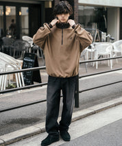 新色追加 KANGOL カンゴール 別注コラボオーバーサイズサイドラインワンポイントロゴ刺繍ハーフジップフリーストレーナー 13847