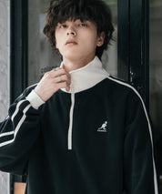 新色追加 KANGOL カンゴール 別注コラボオーバーサイズサイドラインワンポイントロゴ刺繍ハーフジップフリーストレーナー 13847