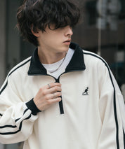 新色追加 KANGOL カンゴール 別注コラボオーバーサイズサイドラインワンポイントロゴ刺繍ハーフジップフリーストレーナー 13847