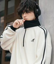 新色追加 KANGOL カンゴール 別注コラボオーバーサイズサイドラインワンポイントロゴ刺繍ハーフジップフリーストレーナー 13847
