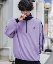 新色追加 KANGOL カンゴール 別注コラボオーバーサイズサイドラインワンポイントロゴ刺繍ハーフジップフリーストレーナー 13847