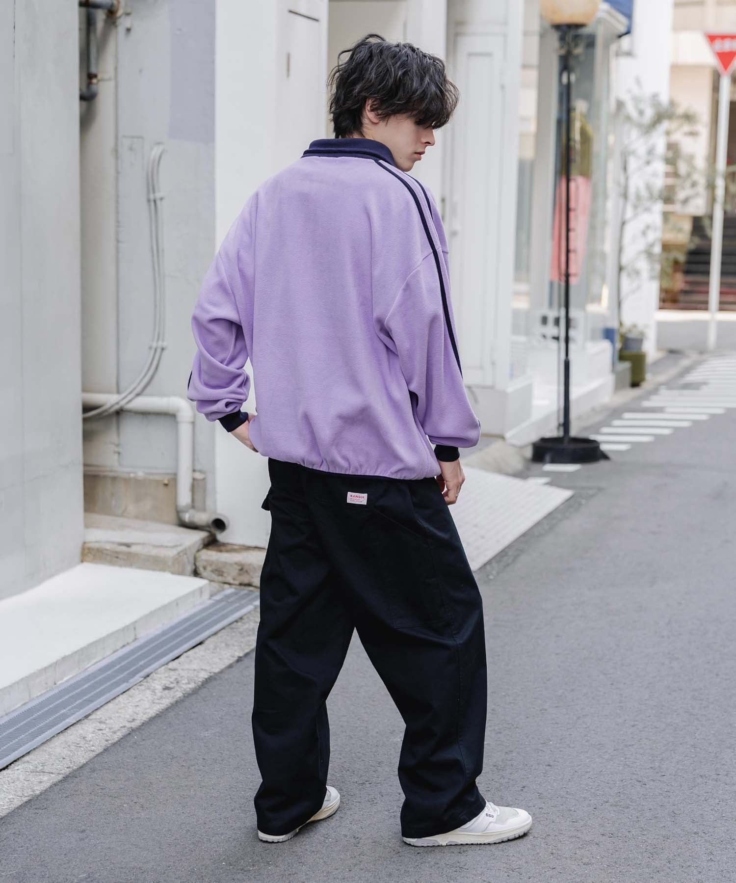 新色追加 KANGOL カンゴール 別注コラボオーバーサイズサイドラインワンポイントロゴ刺繍ハーフジップフリーストレーナー 13847