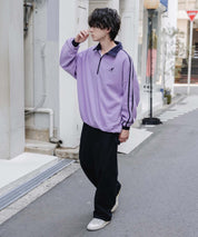 新色追加 KANGOL カンゴール 別注コラボオーバーサイズサイドラインワンポイントロゴ刺繍ハーフジップフリーストレーナー 13847