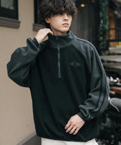 新色追加 KANGOL カンゴール 別注コラボオーバーサイズサイドラインワンポイントロゴ刺繍ハーフジップフリーストレーナー 13847