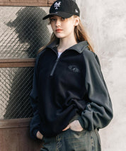 新色追加 KANGOL カンゴール 別注コラボオーバーサイズサイドラインワンポイントロゴ刺繍ハーフジップフリーストレーナー 13847