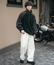 新色追加 KANGOL カンゴール 別注コラボオーバーサイズサイドラインワンポイントロゴ刺繍ハーフジップフリーストレーナー 13847