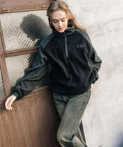 新色追加 KANGOL カンゴール 別注コラボオーバーサイズサイドラインワンポイントロゴ刺繍ハーフジップフリーストレーナー 13847