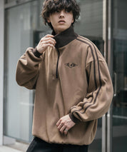 新色追加 KANGOL カンゴール 別注コラボオーバーサイズサイドラインワンポイントロゴ刺繍ハーフジップフリーストレーナー 13847