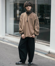 新色追加 KANGOL カンゴール 別注コラボオーバーサイズサイドラインワンポイントロゴ刺繍ハーフジップフリーストレーナー 13847