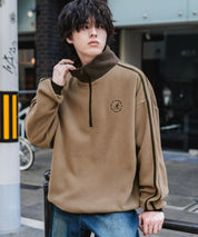 新色追加 KANGOL カンゴール 別注コラボオーバーサイズサイドラインワンポイントロゴ刺繍ハーフジップフリーストレーナー 13847