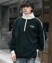 新色追加 KANGOL カンゴール 別注コラボオーバーサイズサイドラインワンポイントロゴ刺繍ハーフジップフリーストレーナー 13847