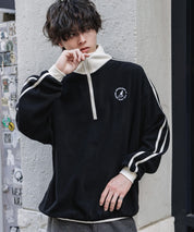 新色追加 KANGOL カンゴール 別注コラボオーバーサイズサイドラインワンポイントロゴ刺繍ハーフジップフリーストレーナー 13847
