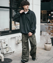 新色追加 KANGOL カンゴール 別注コラボオーバーサイズサイドラインワンポイントロゴ刺繍ハーフジップフリーストレーナー 13847