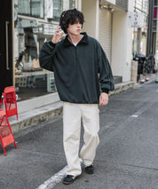 新色追加 KANGOL カンゴール 別注コラボオーバーサイズサイドラインワンポイントロゴ刺繍ハーフジップフリーストレーナー 13847