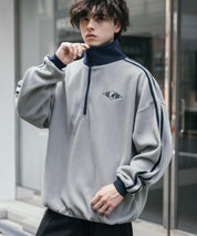 新色追加 KANGOL カンゴール 別注コラボオーバーサイズサイドラインワンポイントロゴ刺繍ハーフジップフリーストレーナー 13847