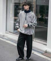 新色追加 KANGOL カンゴール 別注コラボオーバーサイズサイドラインワンポイントロゴ刺繍ハーフジップフリーストレーナー 13847