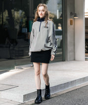 新色追加 KANGOL カンゴール 別注コラボオーバーサイズサイドラインワンポイントロゴ刺繍ハーフジップフリーストレーナー 13847