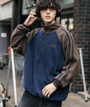 新色追加 KANGOL カンゴール 別注コラボオーバーサイズサイドラインワンポイントロゴ刺繍ハーフジップフリーストレーナー 13847